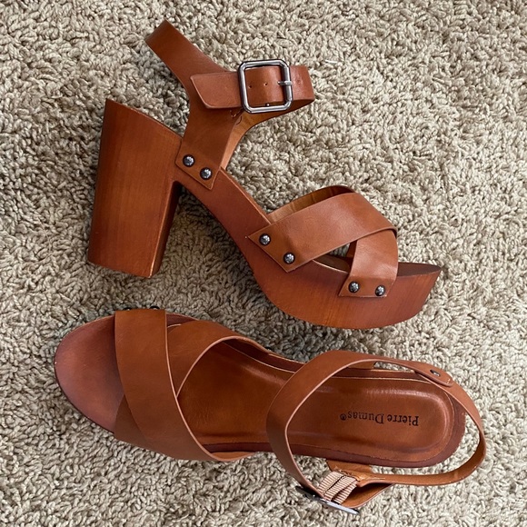 PIERRE DUMAS Vanya Chunky Heel Cognac - Picture 2 of 7